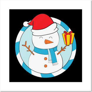 Cute Snow Man Santa Hat Christmas Gift Posters and Art